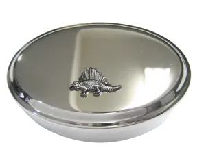 Gunmetal Toned Textured Dinosaur Oval Trinket Jewelry Box