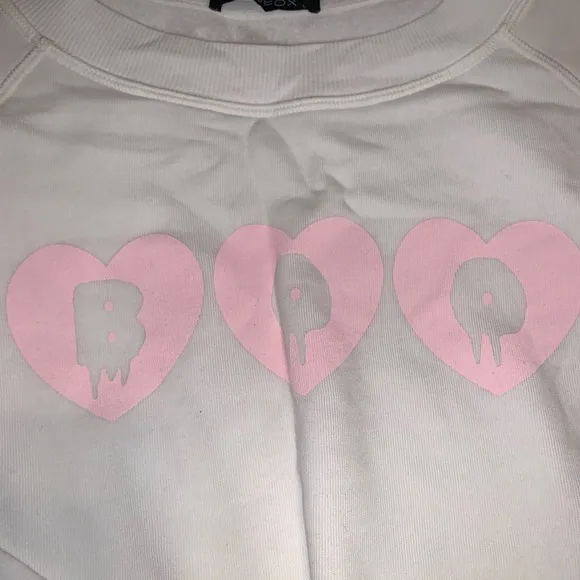 Halloween Wildfox Pink Heart Call Me Boo Monte Cropped Sweatshirt L