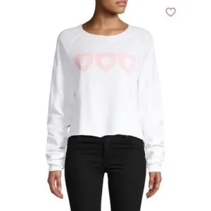 Halloween Wildfox Pink Heart Call Me Boo Monte Cropped Sweatshirt L