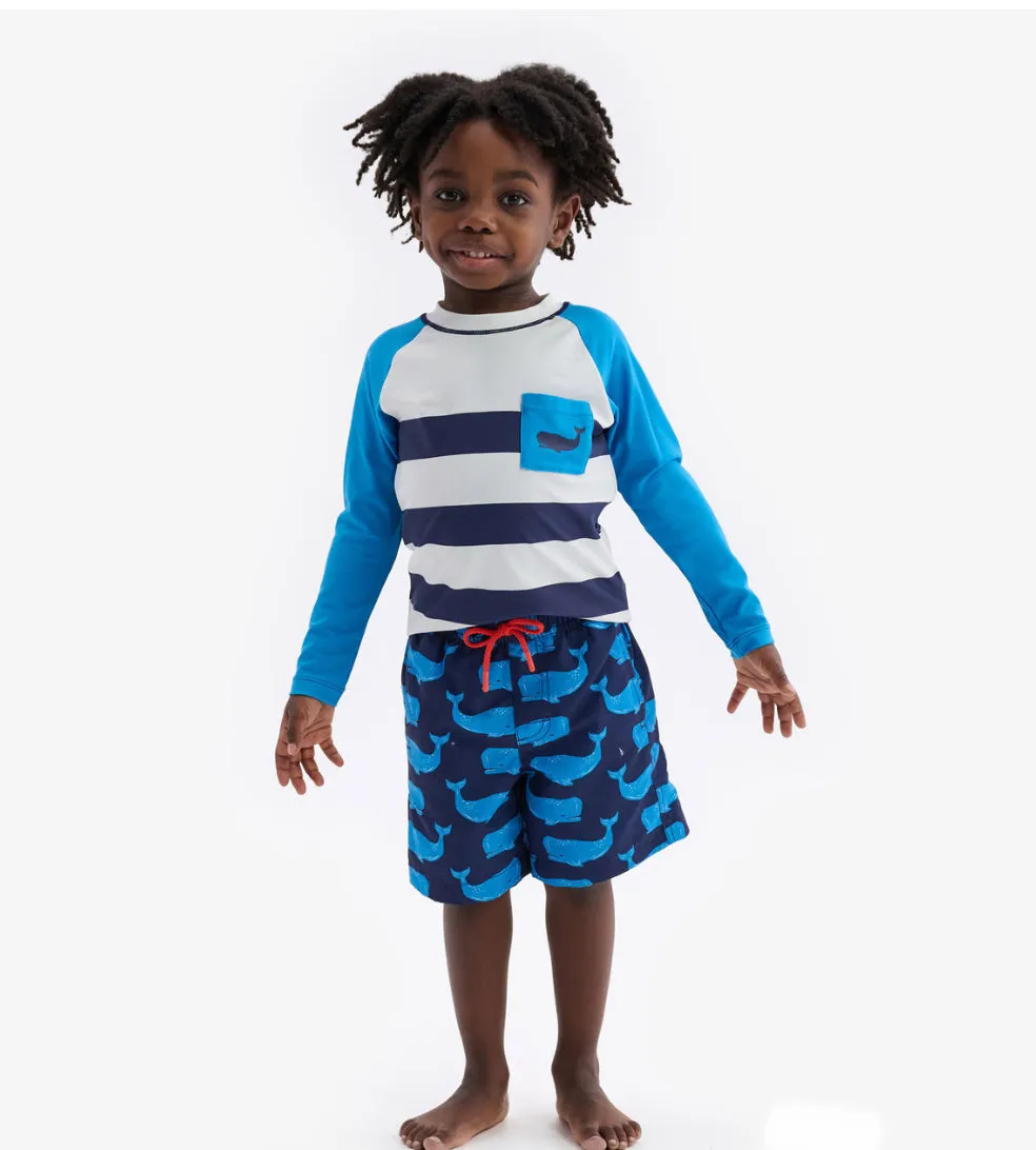 Hatley Block Whales Swim Trunks : Size 2 to 8 Years