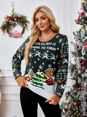 Hazel Blues® |  Graphic Round Neck Long Sleeve Sweater