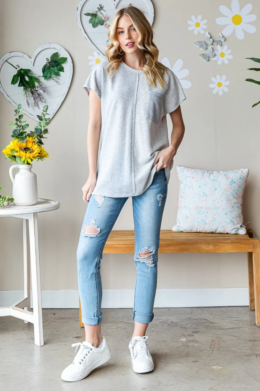 Hazel Blues® |  Heimish Pocketed Round Neck Short Sleeve T-Shirt