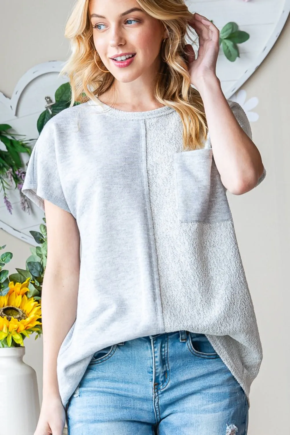 Hazel Blues® |  Heimish Pocketed Round Neck Short Sleeve T-Shirt