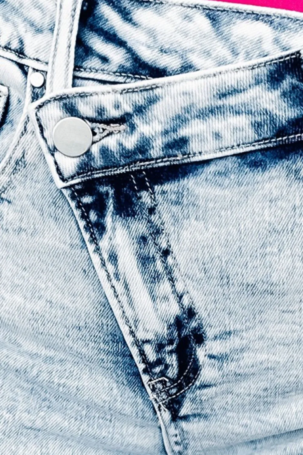 Hazel Blues® |  Raw Hem Buttoned Denim Shorts with Pockets
