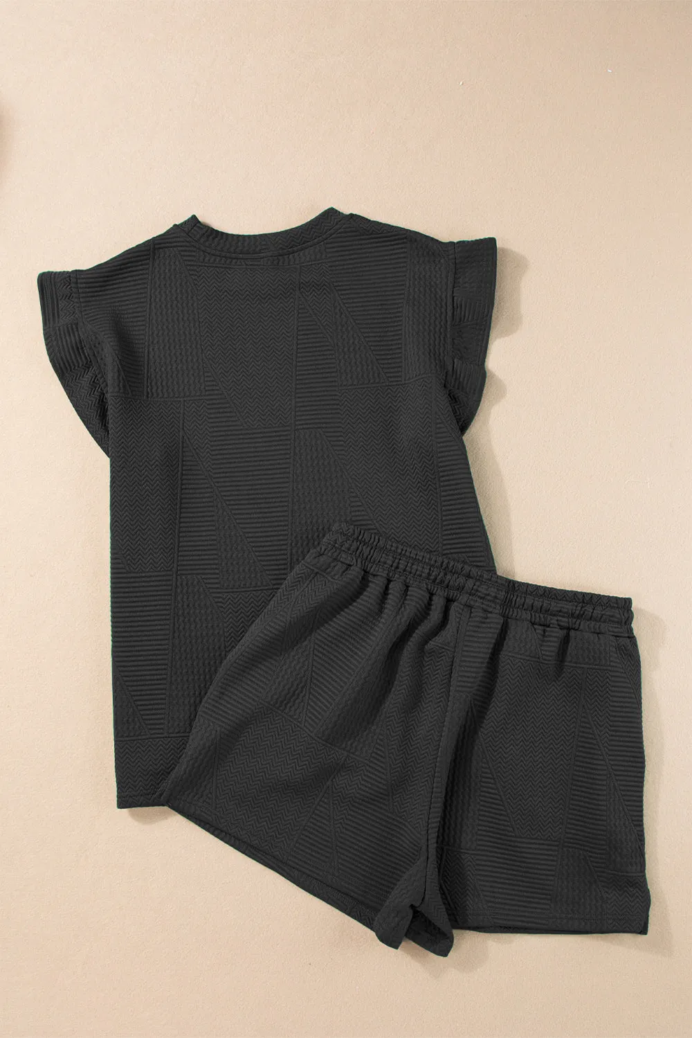Hazel Blues® |  Slit Round Neck Top and Drawstring Shorts Set