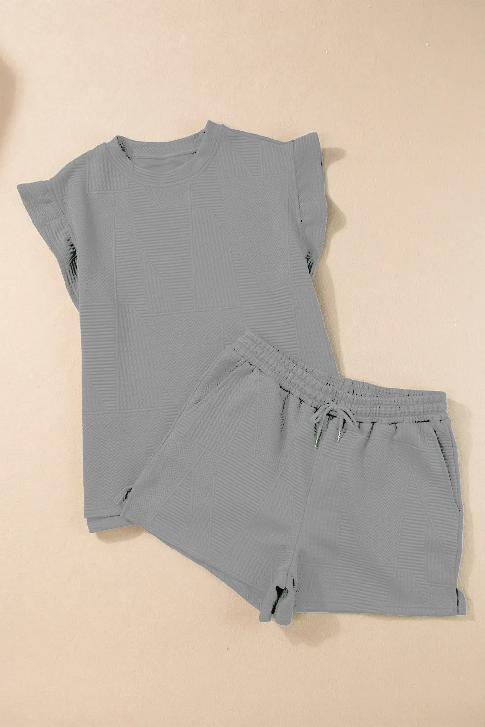 Hazel Blues® |  Slit Round Neck Top and Drawstring Shorts Set