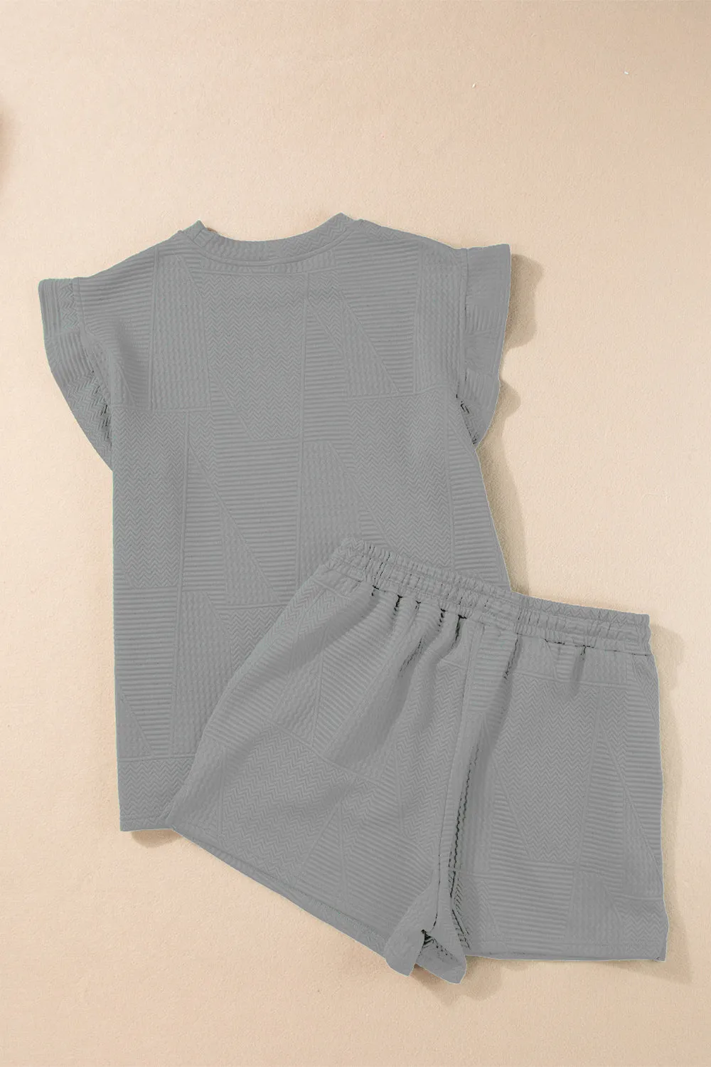 Hazel Blues® |  Slit Round Neck Top and Drawstring Shorts Set