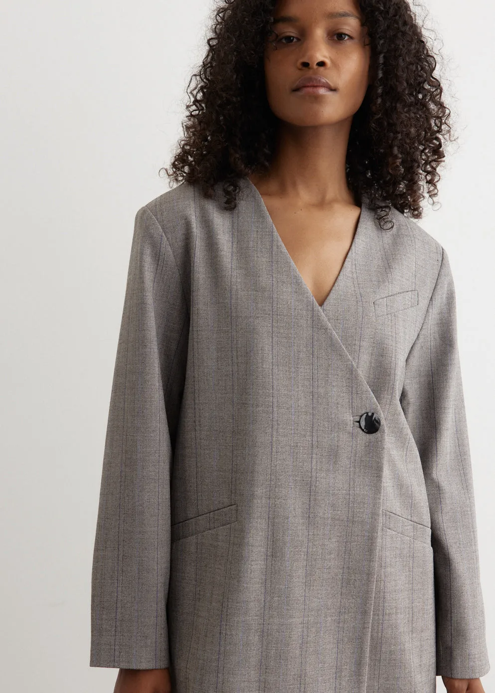 Herringbone Suiting Boxy Blazer