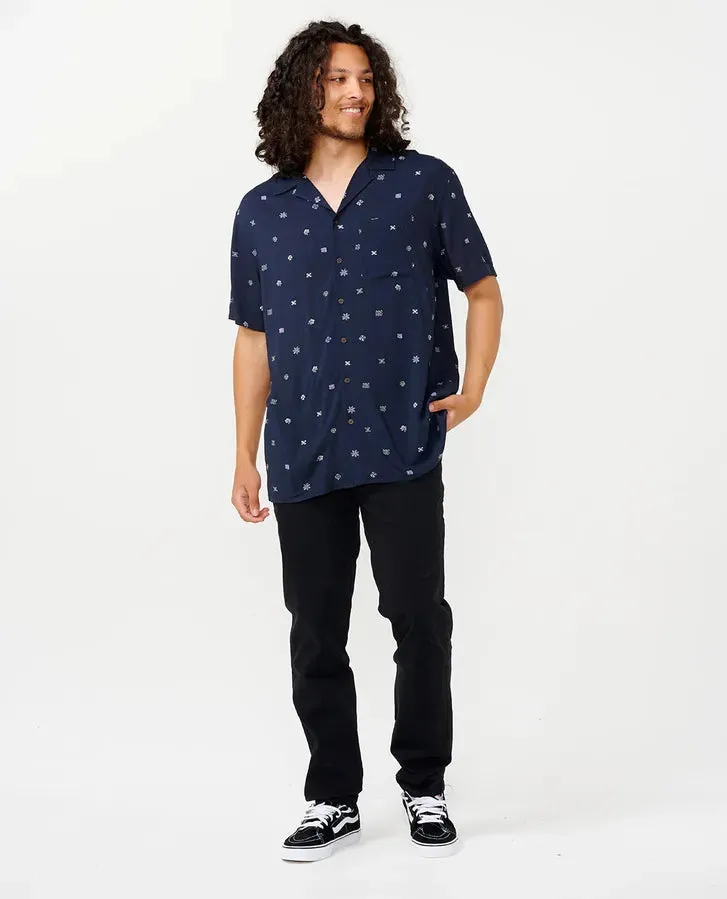Hoffman Micro S/S Shirt - Navy