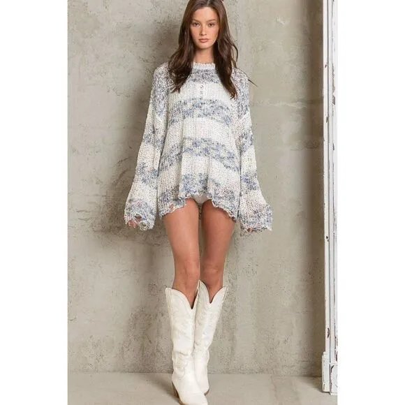 Homebody Striped Light Sweater in Blue/Multi