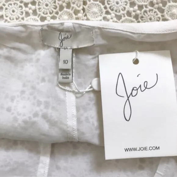 Joie NWT Lace Floral High Rise Shorts Ivory White Balletcore Size 10
