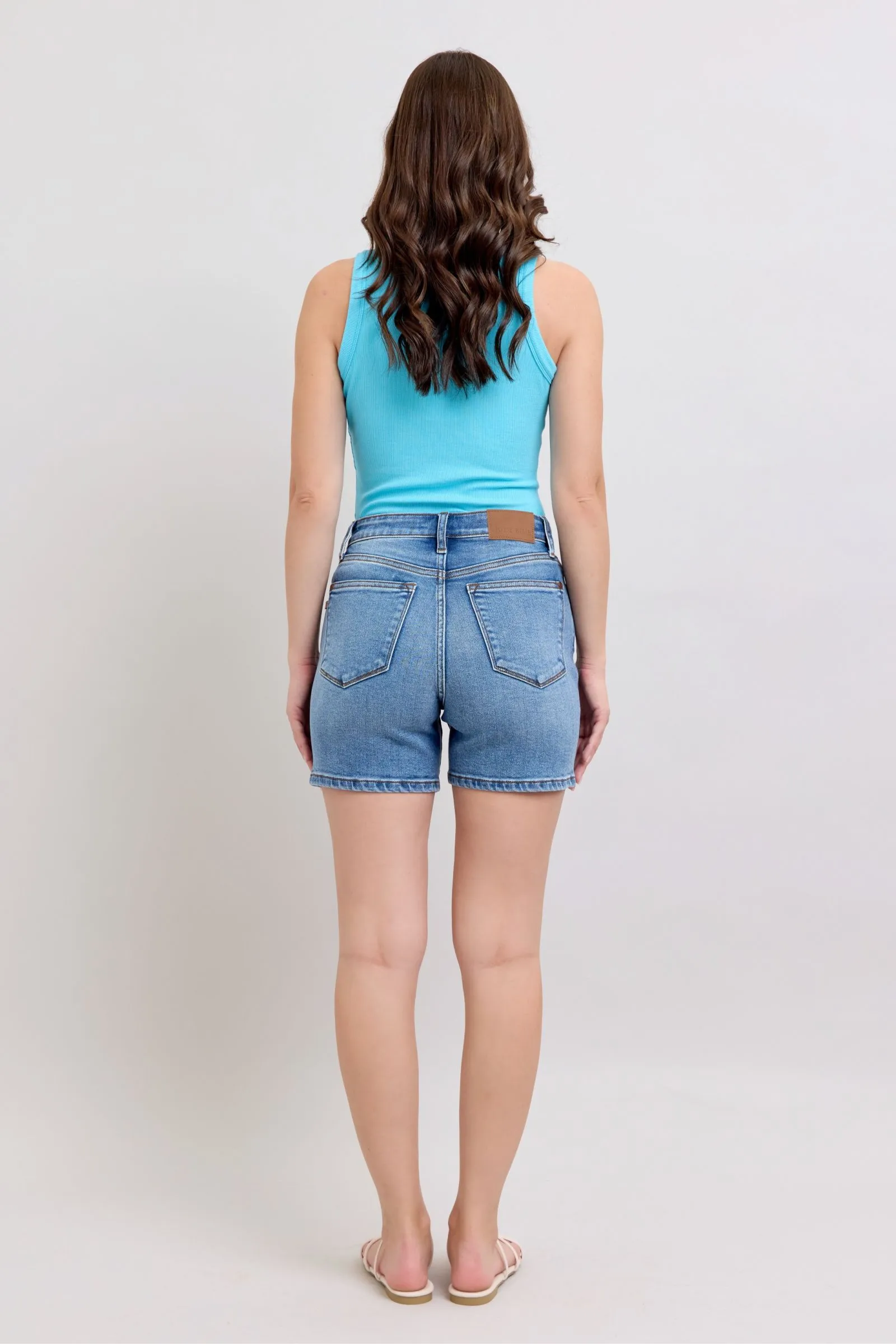 Judy Blue Full Size 2 Button Denim Shorts with Pockets Plus Size