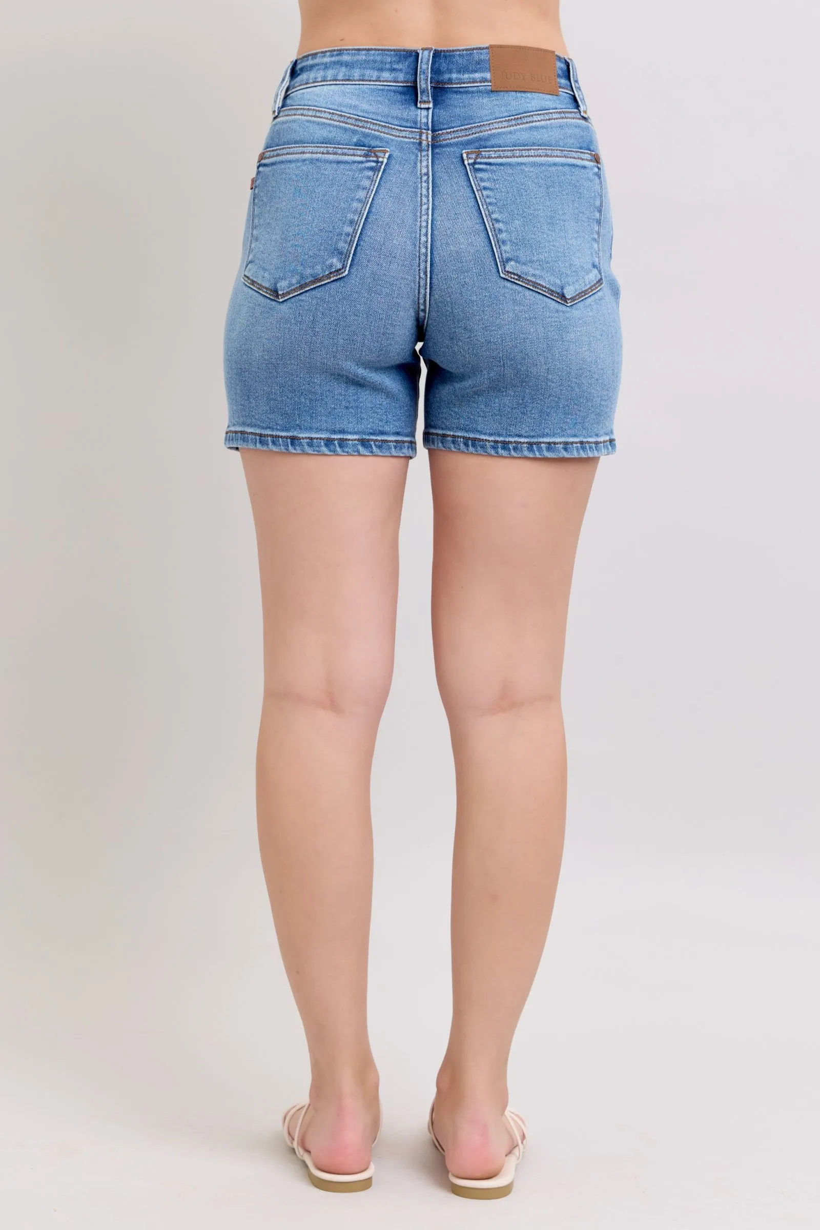 Judy Blue Full Size 2 Button Denim Shorts with Pockets Plus Size