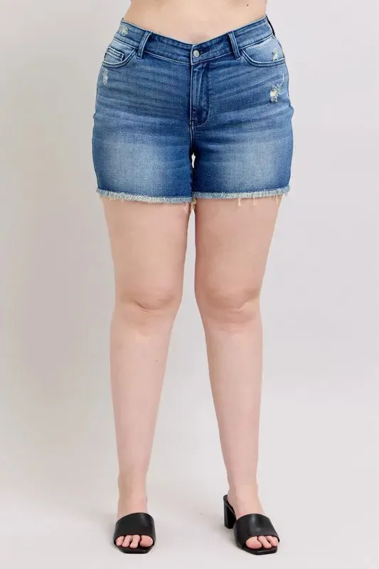 Judy Blue V-Front Denim Shorts with Shield Pockets