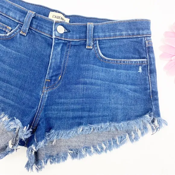 L’Agence Zoe Perfect Fit Relaxed Denim Jean Shorts: Authentique Blue