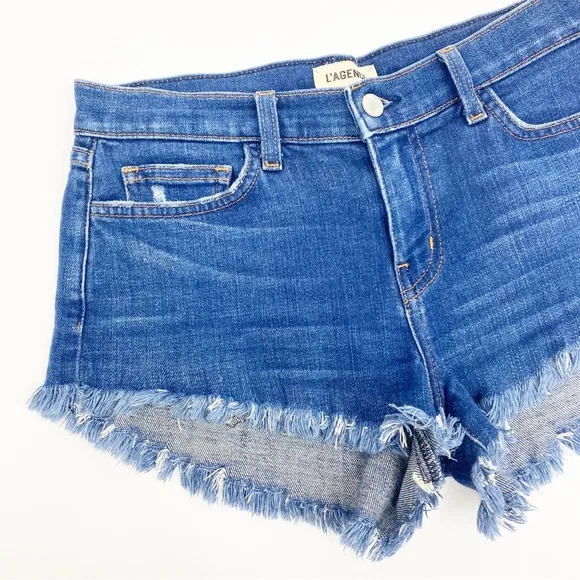 L’Agence Zoe Perfect Fit Relaxed Denim Jean Shorts: Authentique Blue