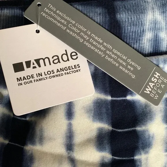 LAmade™ Drawstring Midi Shorts in Tie-Dye - Blue/White - Size Medium - NWT