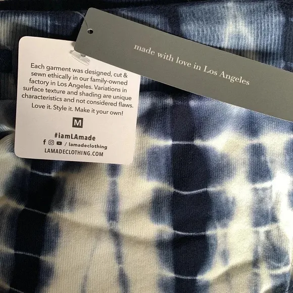 LAmade™ Drawstring Midi Shorts in Tie-Dye - Blue/White - Size Medium - NWT