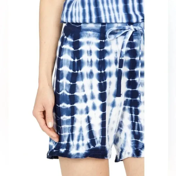 LAmade™ Drawstring Midi Shorts in Tie-Dye - Blue/White - Size Medium - NWT