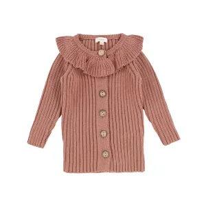 Lil Legs Knit Ruffle Cardigan  - Rosewood