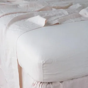 Linen Fitted Sheet - Pearl - King