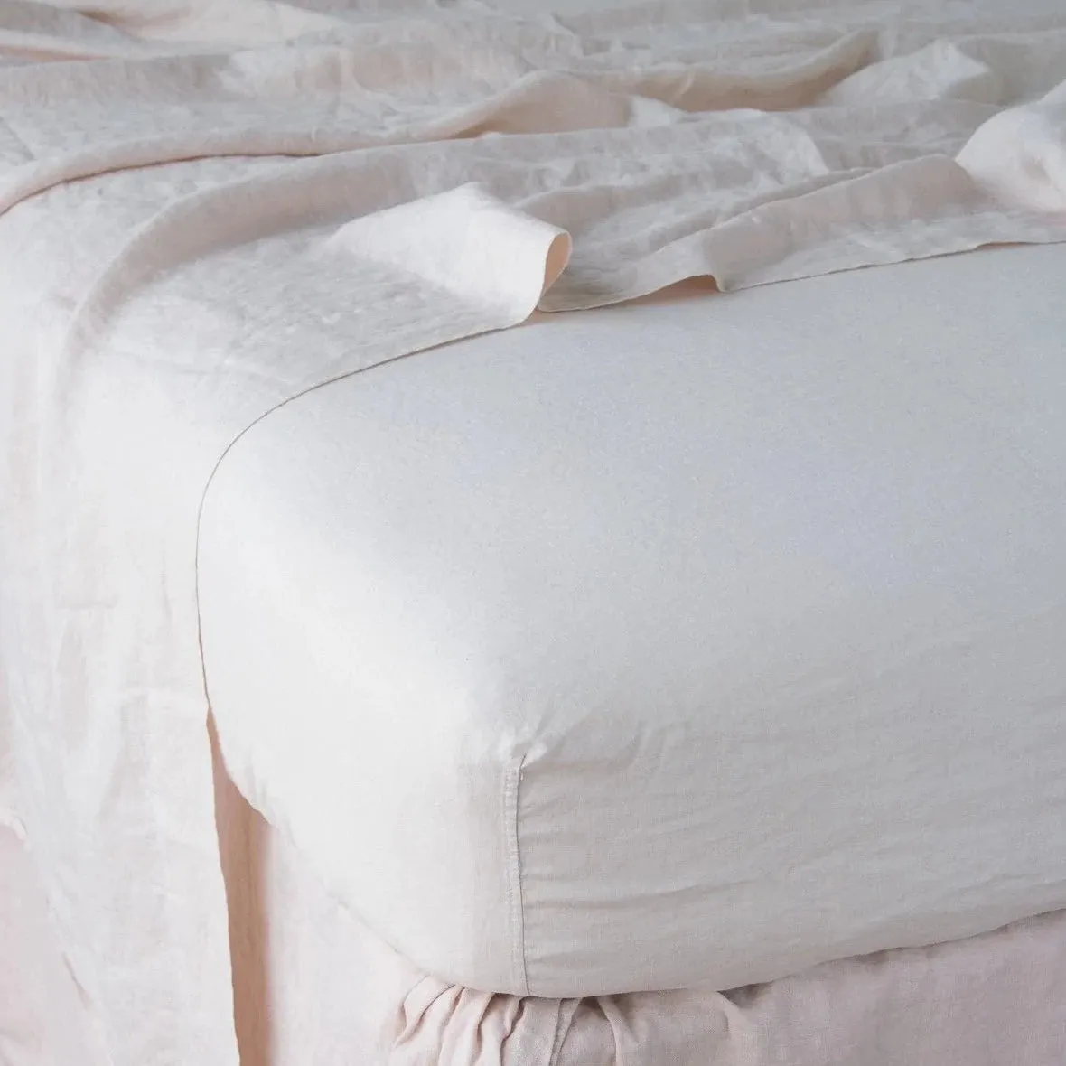 Linen Fitted Sheet - Pearl - King