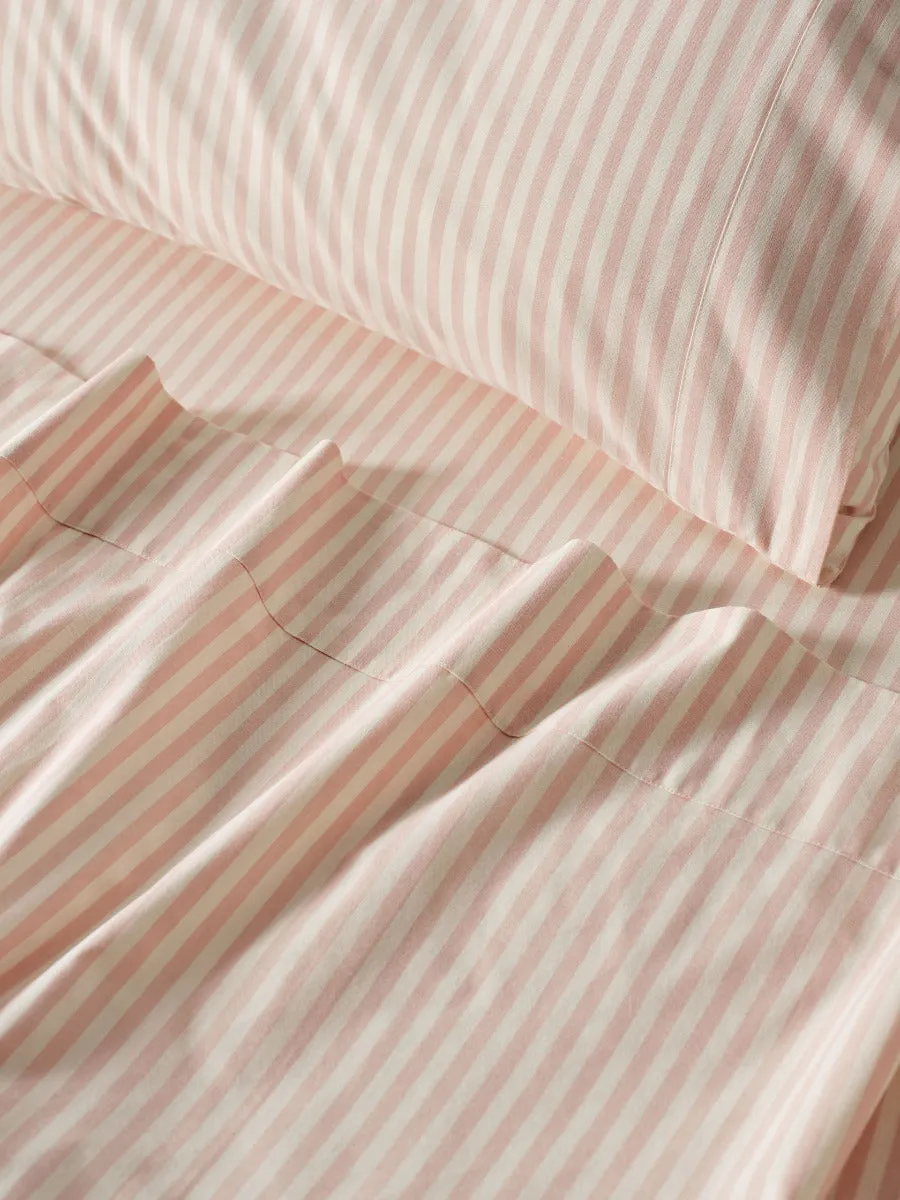 LINEN HOUSE CLASSIC STRIPE SHEET SET - ROSE