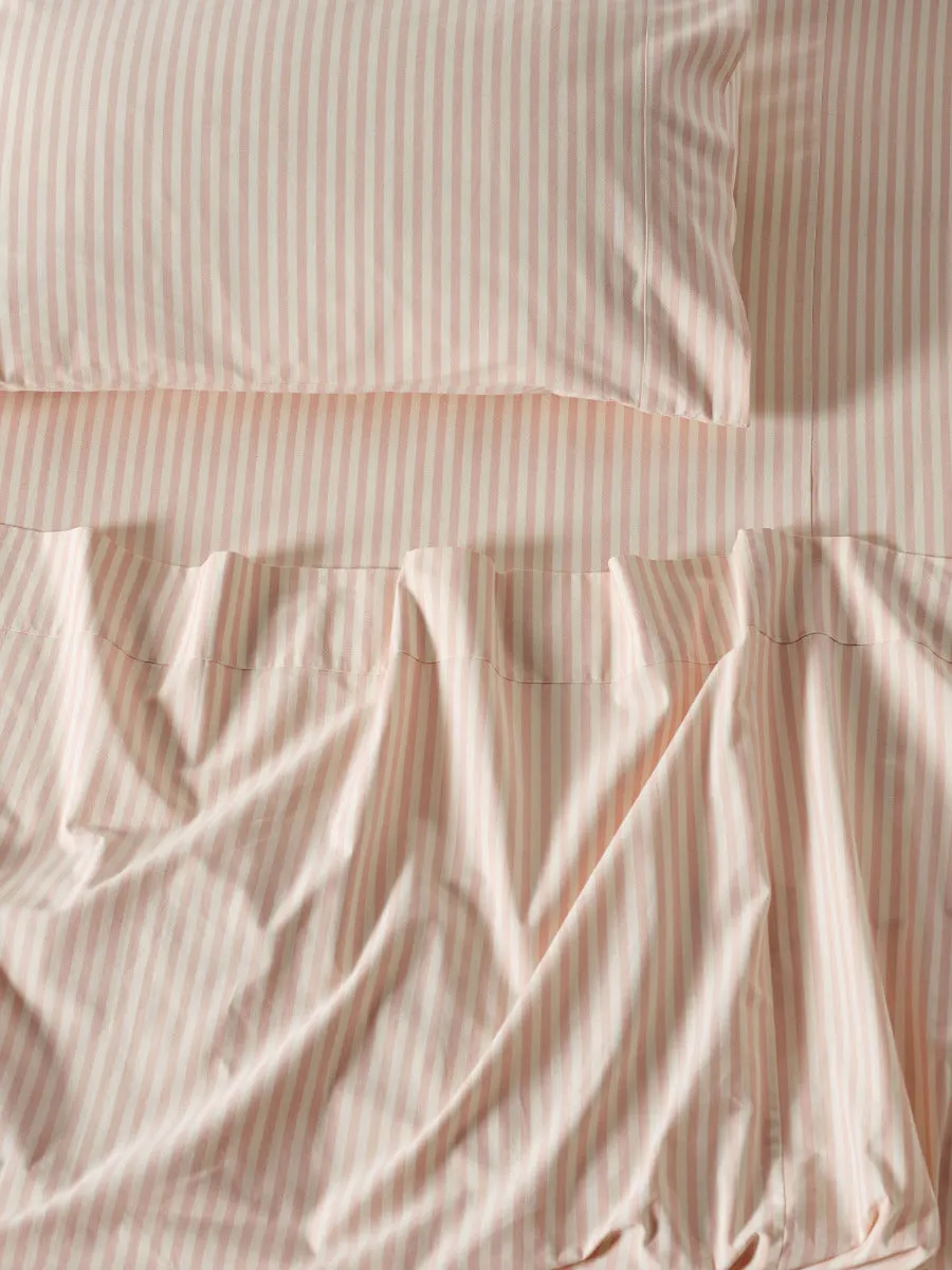 LINEN HOUSE CLASSIC STRIPE SHEET SET - ROSE