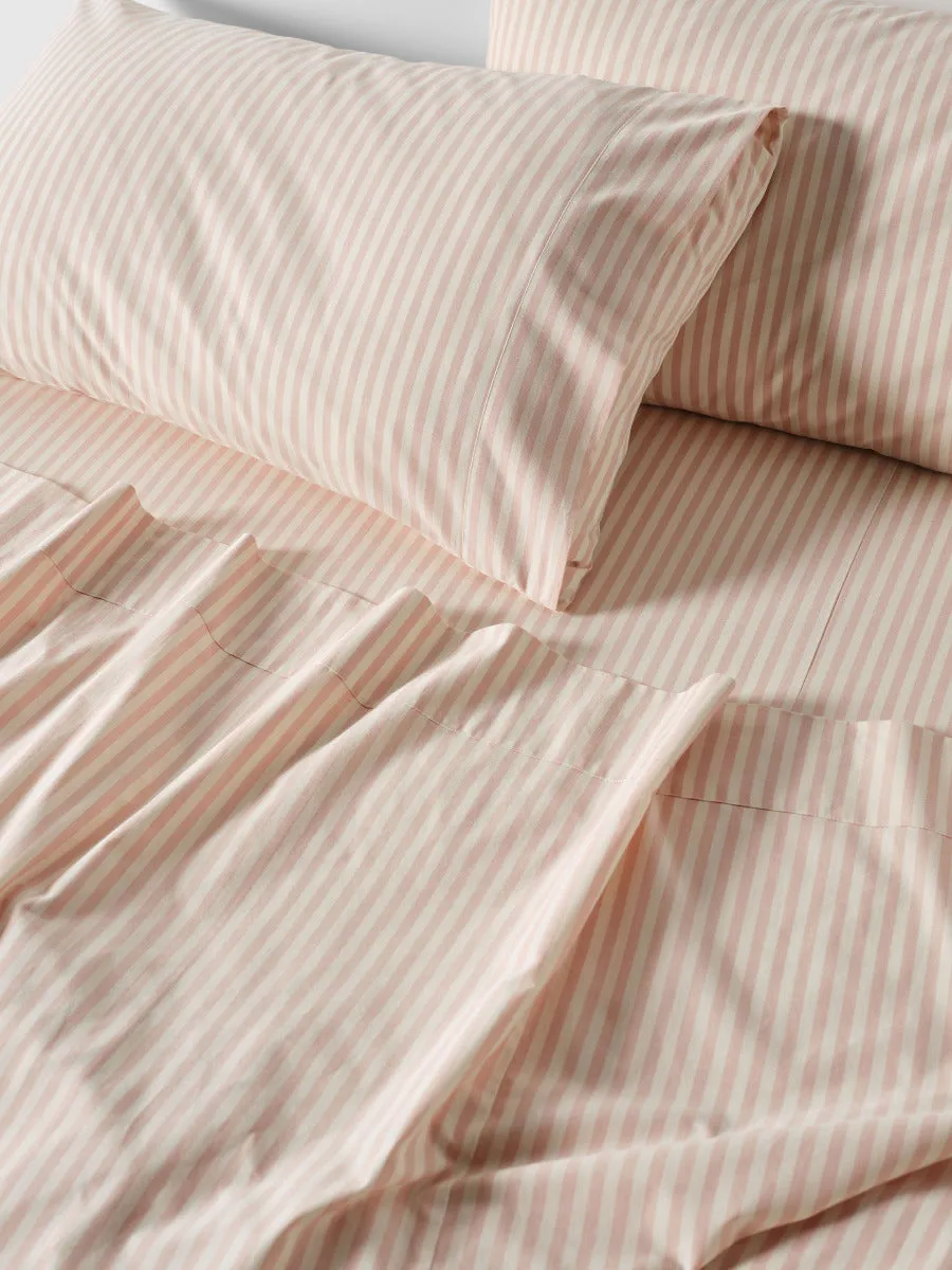 LINEN HOUSE CLASSIC STRIPE SHEET SET - ROSE