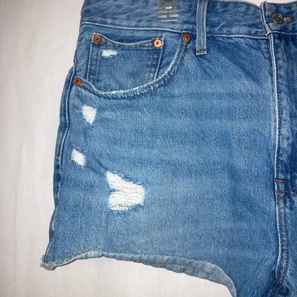 Madewell Relaxed Denim Shorts Destructed Edition in Renfield Wash 32
