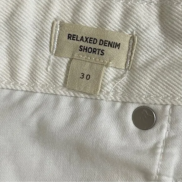 Madewell Relaxed Denim Shorts White Tile Frayed Distressed Size 30