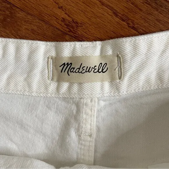 Madewell Relaxed Denim Shorts White Tile Frayed Distressed Size 30