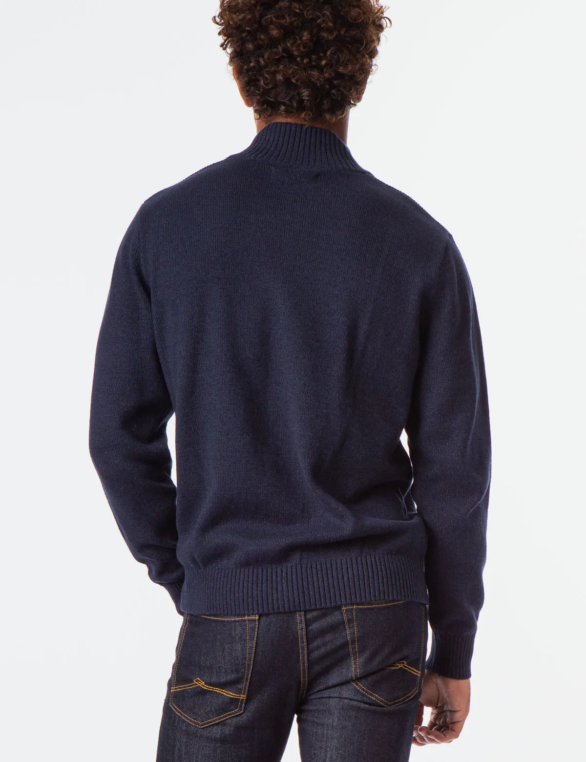 MARL TEXTURED FULL ZIP SWEATER
