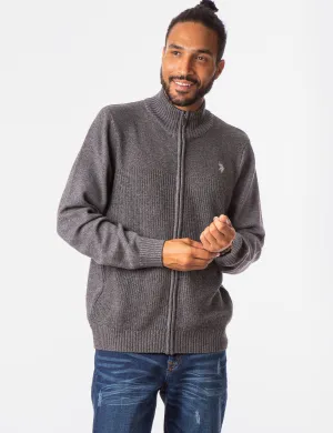 MARL TEXTURED FULL ZIP SWEATER