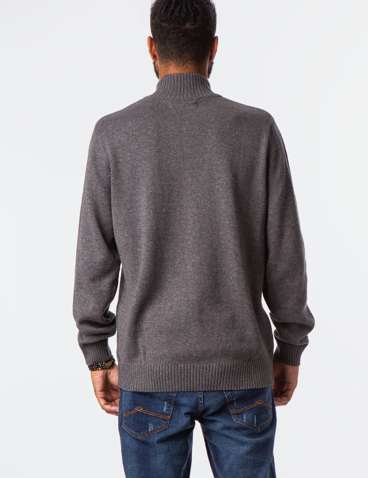 MARL TEXTURED FULL ZIP SWEATER