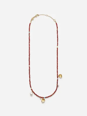 Maroon Harmony Necklace - Gold