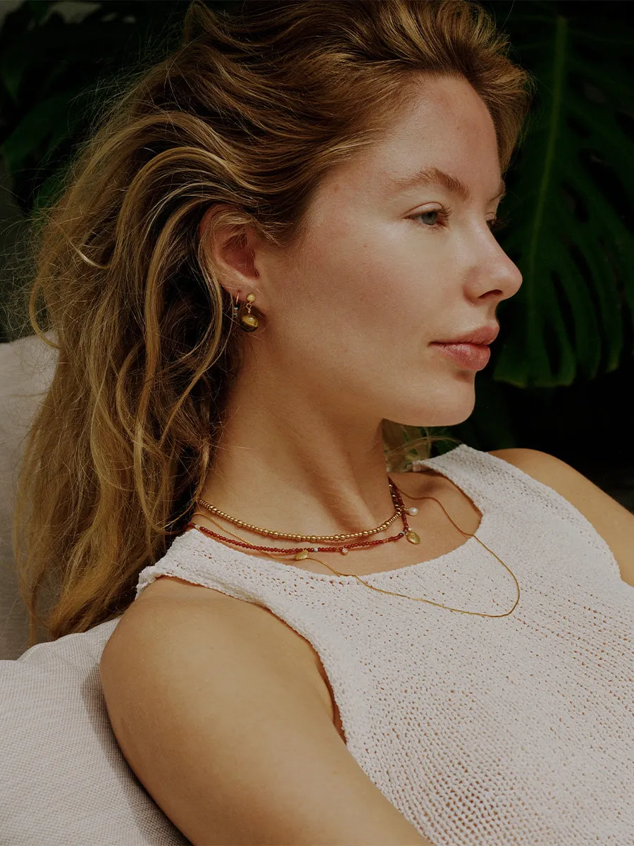 Maroon Harmony Necklace - Gold
