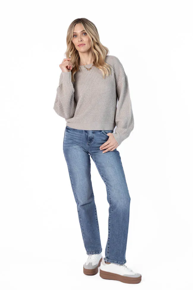 Match My Mood Taupe Textured Crew Neck Sweater SALE