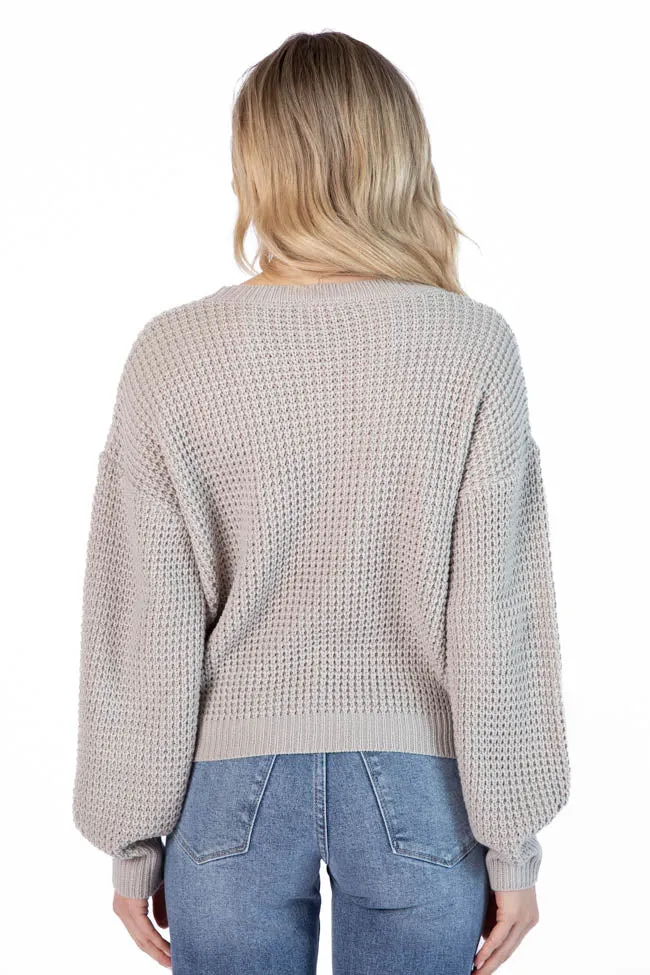 Match My Mood Taupe Textured Crew Neck Sweater SALE