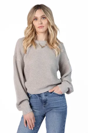 Match My Mood Taupe Textured Crew Neck Sweater SALE