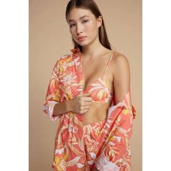 MIKOH Willa Cotton Pullon Shorts in Bora Bora 4WIL1C Papaya Orange NWT sz 1 XS/S