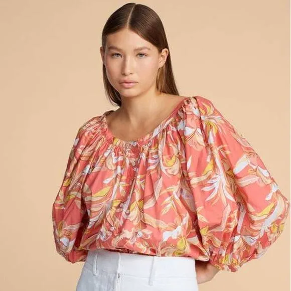 MIKOH Willa Cotton Pullon Shorts in Bora Bora 4WIL1C Papaya Orange NWT sz 1 XS/S
