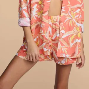 MIKOH Willa Cotton Pullon Shorts in Bora Bora 4WIL1C Papaya Orange NWT sz 1 XS/S