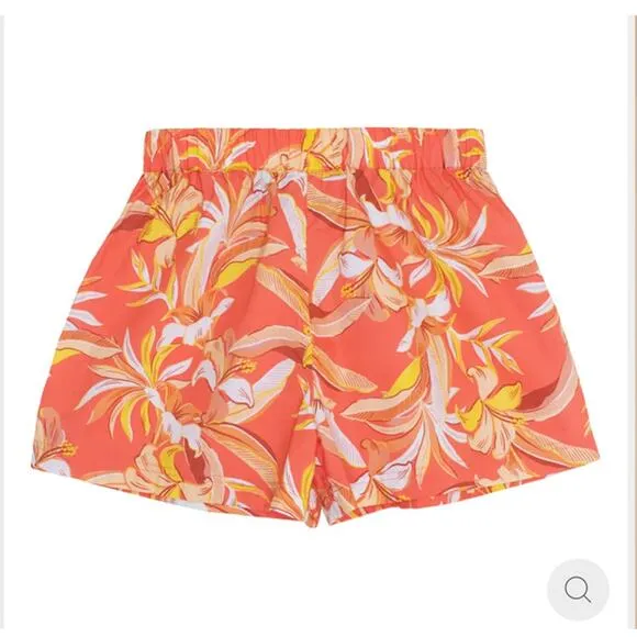 MIKOH Willa Cotton Pullon Shorts in Bora Bora 4WIL1C Papaya Orange NWT sz 1 XS/S