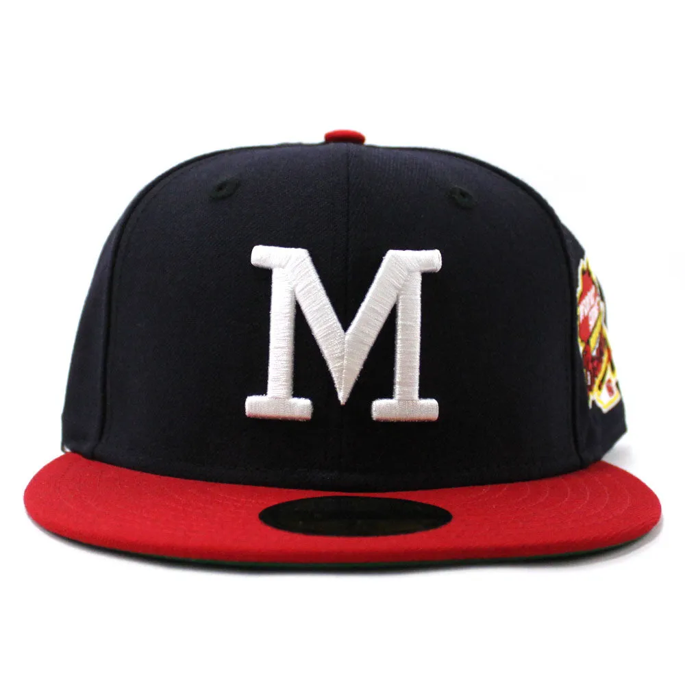 Milwaukee Braves 1957 WORLD SERIES New Era 59Fifty Fitted Hat V2 (RETRO GREEN UNDER BRIM)