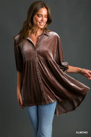 Molly Velvet 3/4 Sleeve Tunic Dress