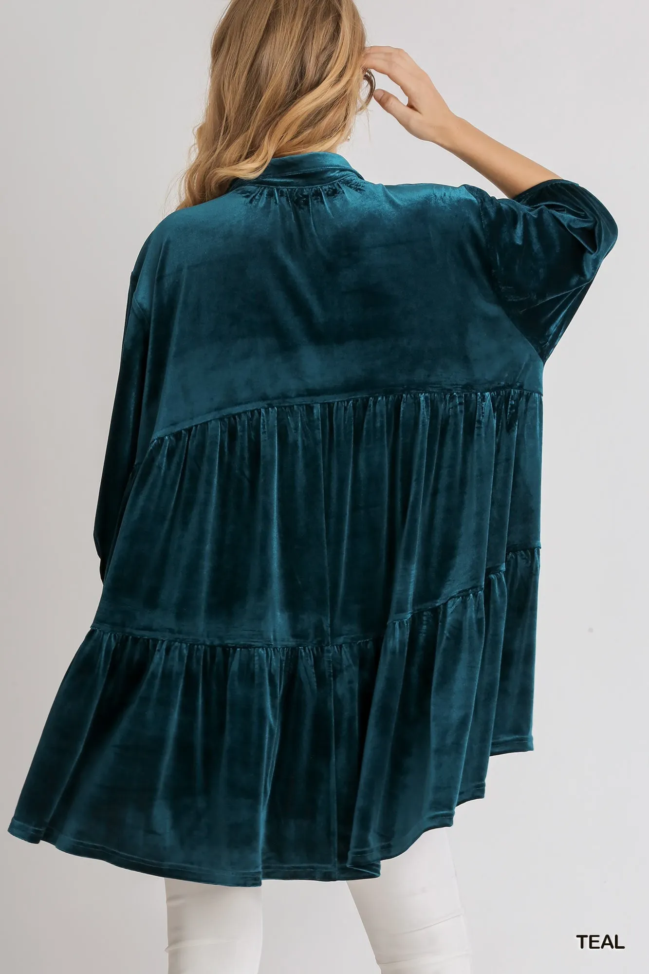 Molly Velvet 3/4 Sleeve Tunic Dress