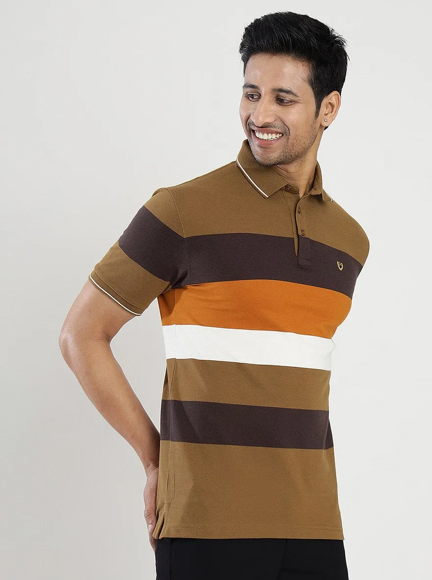 Multicolor Striped Slim Fit Polo T-Shirt | JadeBlue