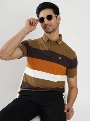 Multicolor Striped Slim Fit Polo T-Shirt | JadeBlue