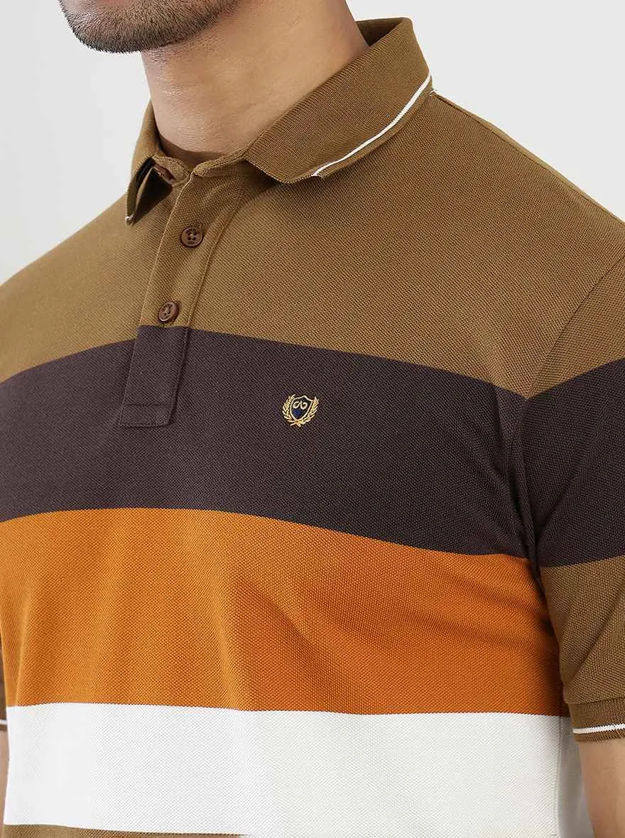 Multicolor Striped Slim Fit Polo T-Shirt | JadeBlue